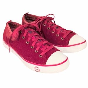 UGG Evera Sherpa Suede Lace-up Red Sneakers Size 8